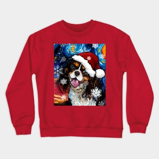 Tri Color Cavalier King Charles Spaniel Santa Crewneck Sweatshirt